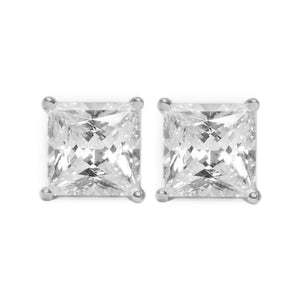 Gold Diamond Studs, 14k/18k White Gold Earrings, 1.00 - 4.00 Ct. Princess Cut Created Diamond, Solid White Gold Earrings, Screw Back Earrings