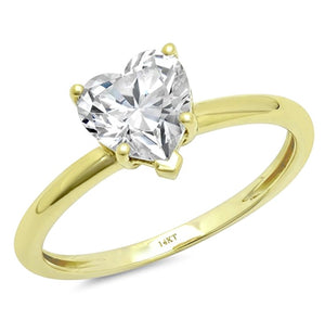 1 Ct Heart Cut Created Diamond or Moissanite Ring, Solid 14k Gold, Yellow Gold, White Gold, Rose Gold, Gift for Her, Heart Ring, Solid Gold