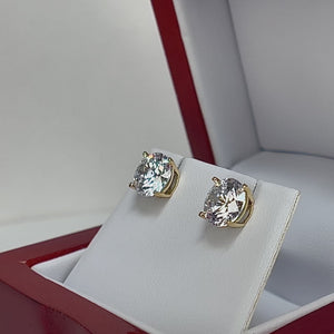 Gold Diamond Studs, 14k/18k Yellow Gold Earrings, 1.01- 4.00 Ct. Round Cut Created Diamond, Solid Yellow Gold Earrings, Screw Back Earrings