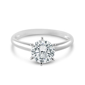 Engagement Ring, Solitaire Ring, 1 Ct Created Diamond, Real Solid 14K White Gold, Promise Ring, Gift For Her