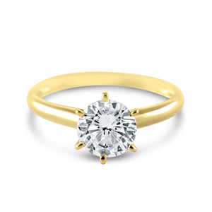 Engagement Ring, Solitaire Ring, 1 Ct Created Diamond, Real Solid 14K Yellow Gold, Promise Ring, Gift For Her