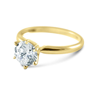 Engagement Ring, Solitaire Ring, 1 Ct Created Diamond, Real Solid 14K Yellow Gold, Promise Ring, Gift For Her