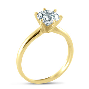 Engagement Ring, Solitaire Ring, 1 Ct Created Diamond, Real Solid 14K Yellow Gold, Promise Ring, Gift For Her