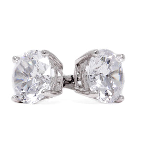 2 Ct Round Cut Brilliant CZ Studs 14k White Gold Plated Sterling Silver Push Back Earrings