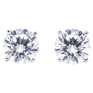 Gold Diamond Studs, 1.75 Ct Round Created Diamond Earrings, Real Solid Gold Studs, 14K 18K White Gold, Screw Back Earrings