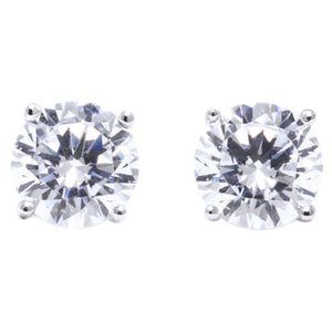 Gold Diamond Studs, 3 Ct Round Created Diamond Earrings, Real Solid Gold Studs, 14K 18K White Gold, Screw Back Earrings