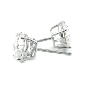 Gold Diamond Studs, 3 Ct Round Created Diamond Earrings, Real Solid Gold Studs, 14K 18K White Gold, Screw Back Earrings