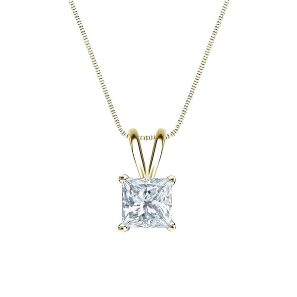 Diamond Necklace, Diamond Pendant, 1 Ct Princess Cut, Designer