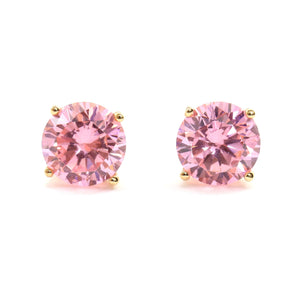 Small Diamond Studs, 1 Ct Round Created Pink Diamond Earrings