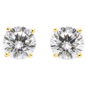 Gold Diamond Studs, 18k Solid Gold Earrings 1.00 -4.00 ct. T.W. Round Cut Created Diamond Stud Earrings Solitaire, Screw-back Earrings