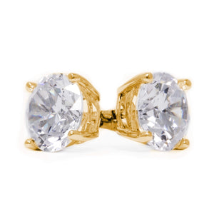 Gold Diamond Studs, 18k Solid Gold Earrings 1.00 -4.00 ct. T.W. Round Cut Created Diamond Stud Earrings Solitaire, Screw-back Earrings