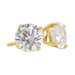 Gold Diamond Studs, 18k Solid Gold Earrings 1.00 -4.00 ct. T.W. Round Cut Created Diamond Stud Earrings Solitaire, Screw-back Earrings