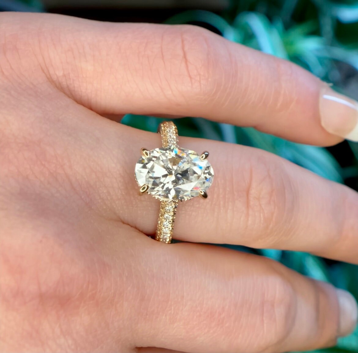 3CT Oval Cut Moissanite Engagement Ring Set | Bhumi Gems