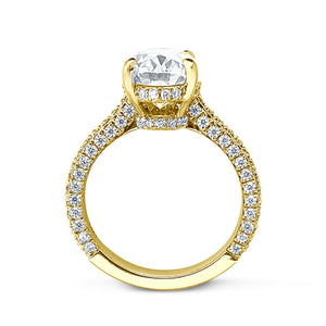 Oval Radiant Moissanite, Engagement Ring, 4.0ct Oval Moissanite Ring, .92ct Diamonds Hidden Halo Ring, 14k Yellow Gold