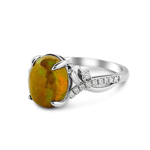 Ethiopian Opal Ring, Genuine Diamonds, 18k Gold Ring, White Gold Ring, Birthstone, Anniversary Ring Custom Ring