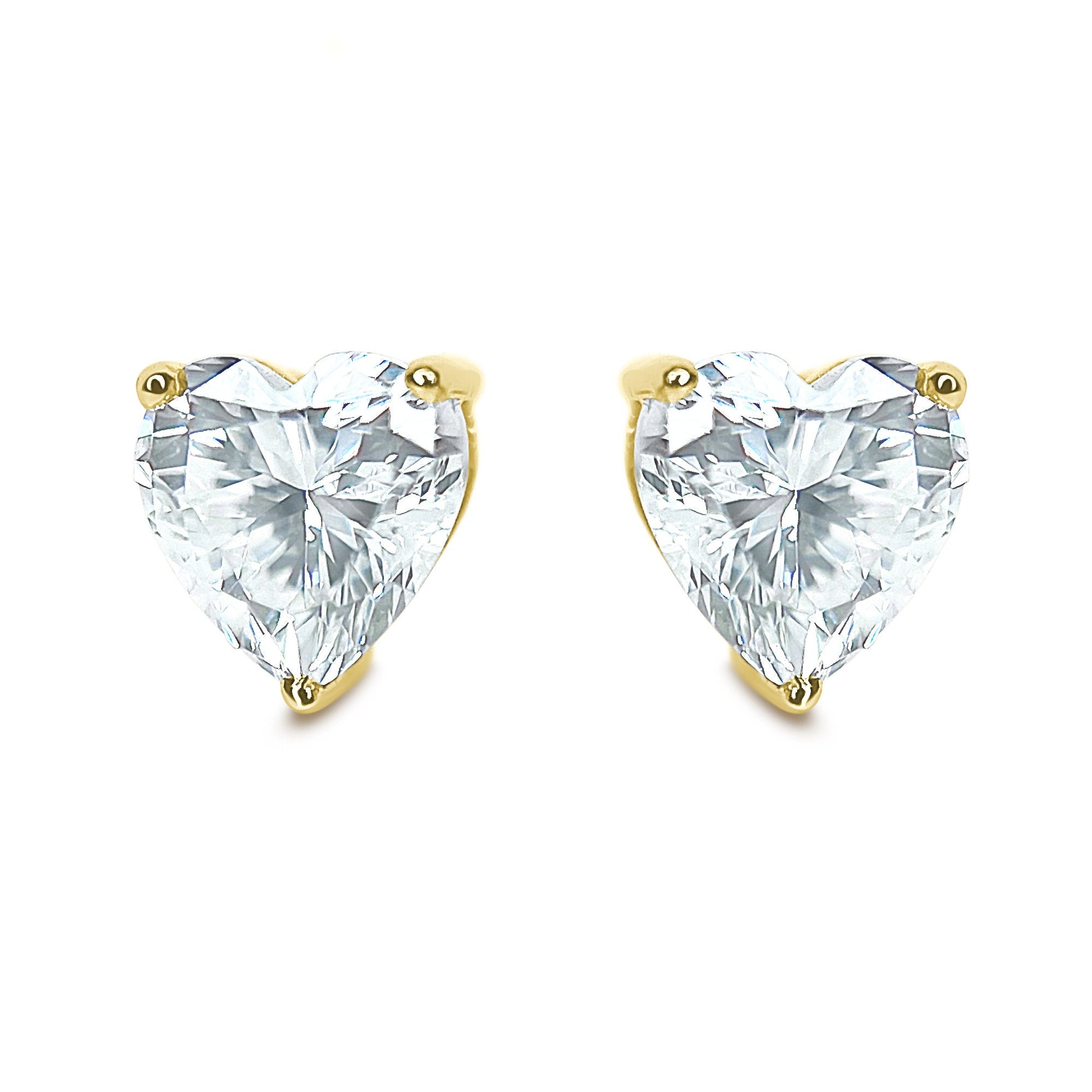 3 Prong Basket Stud Earring Heart Shaped 2 Carat In 950 Platinum |  Fascinating Diamonds