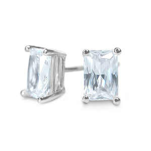 Gold Diamond Studs, 14K 18K White Gold Earrings, 1.00-2.00 T.W. Emerald Cut Created Diamond, Solid Gold Earrings, Girlfriend Gift