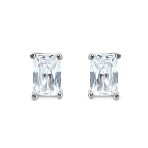 Gold Diamond Studs, 14K 18K White Gold Earrings, 1.00-2.00 T.W. Emerald Cut Created Diamond, Solid Gold Earrings, Girlfriend Gift