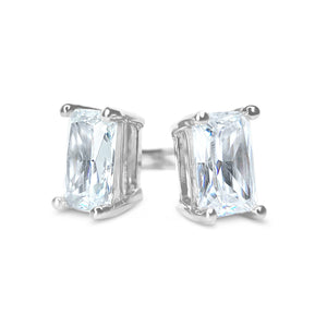 Gold Diamond Studs, 14K 18K White Gold Earrings, 1.00-2.00 T.W. Emerald Cut Created Diamond, Solid Gold Earrings, Girlfriend Gift